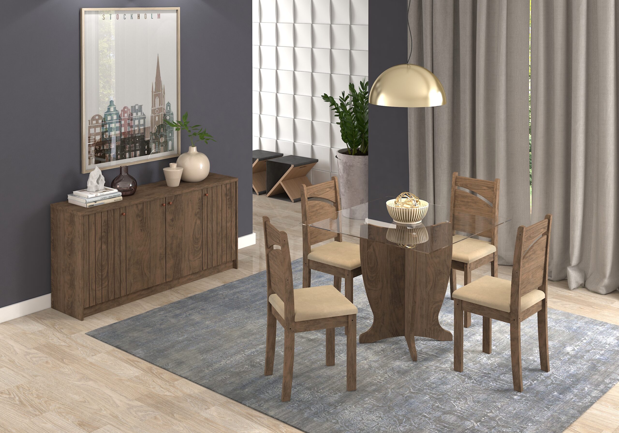Juego de Comedor Luana 4 Sillas Juego de Comedor Luana 4 Sillas