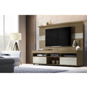 Rack TV - Mueble TV, Linea Brasil - Conjunto Samba - Avelã e Off White