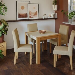 Juego de Comedor SALA DE JANTAR GRACE 0,90 C 04 CAD. MAIA NATURE OFF WHITE GENGIBRE